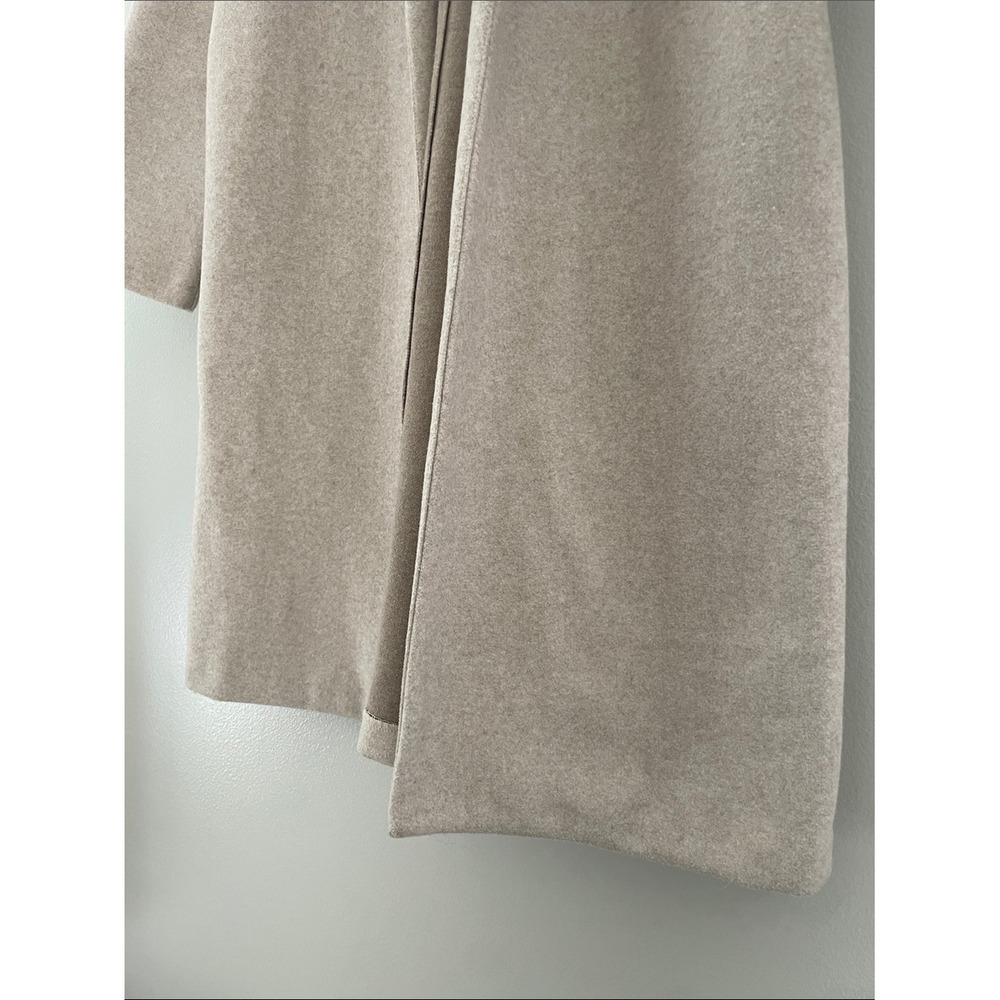 Zara Coat Oatmeal Beige Soft Marl Open Front Medium Longline Minimalist Jacket - Picture 5 of 15